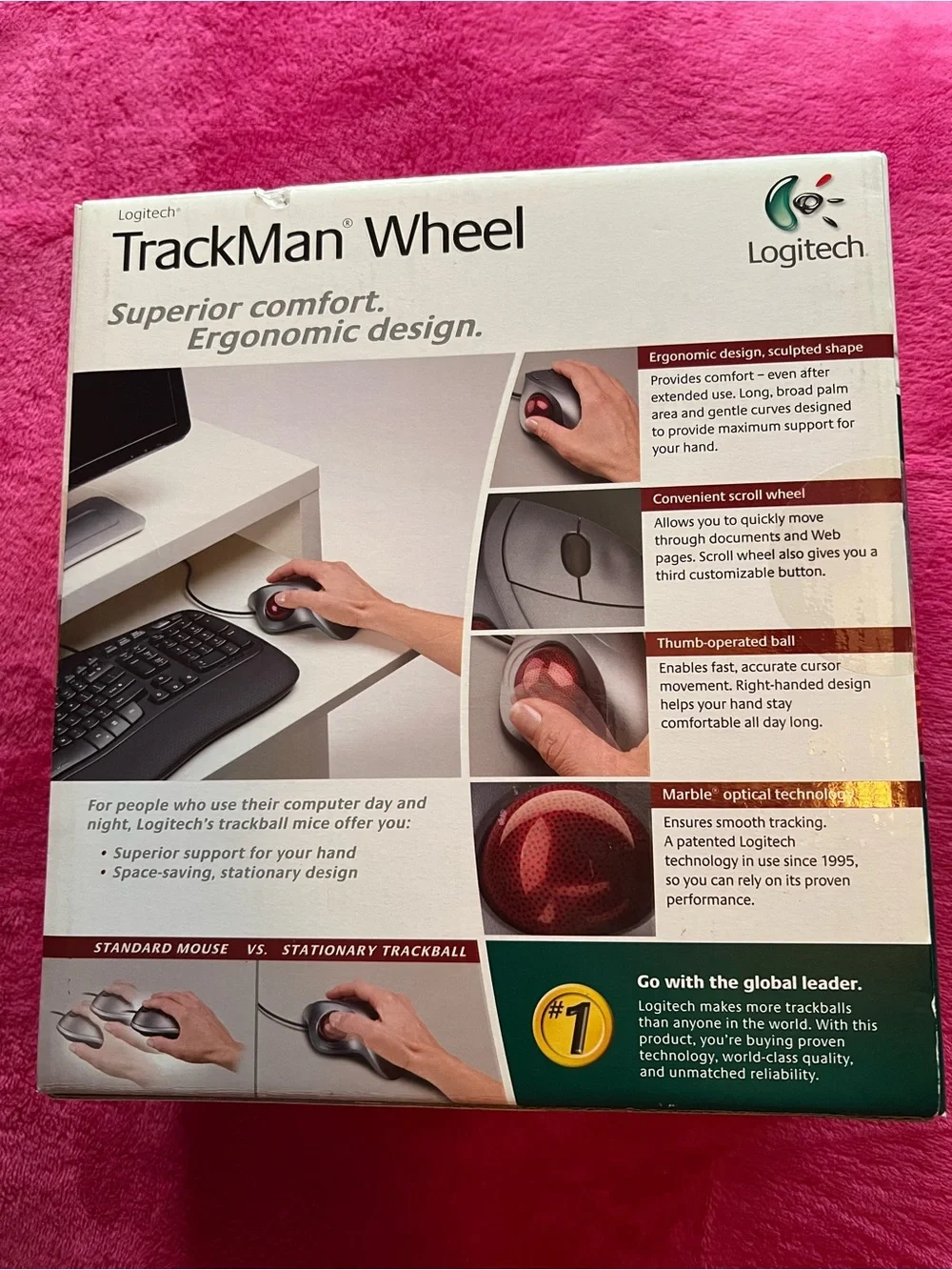 Logitech TrackMan Wheel Trackball Mouse - Gray and Red 2008